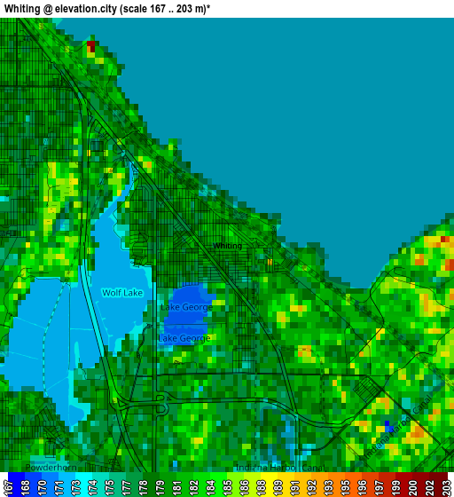 Whiting elevation map