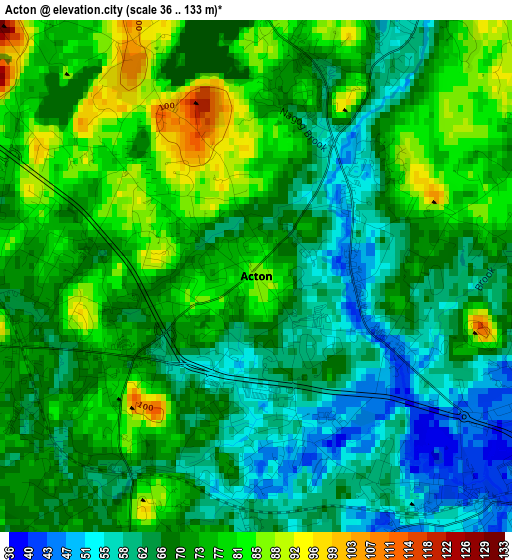 Acton elevation map