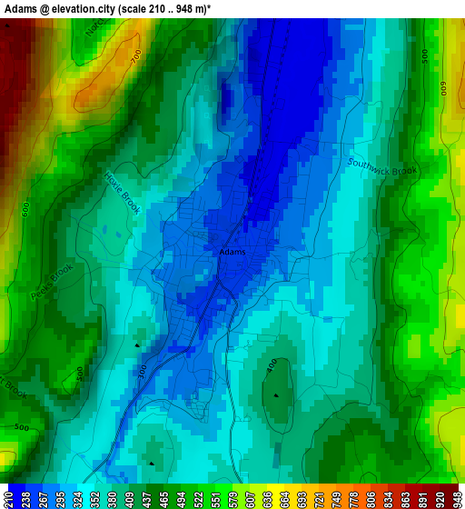 Adams elevation map