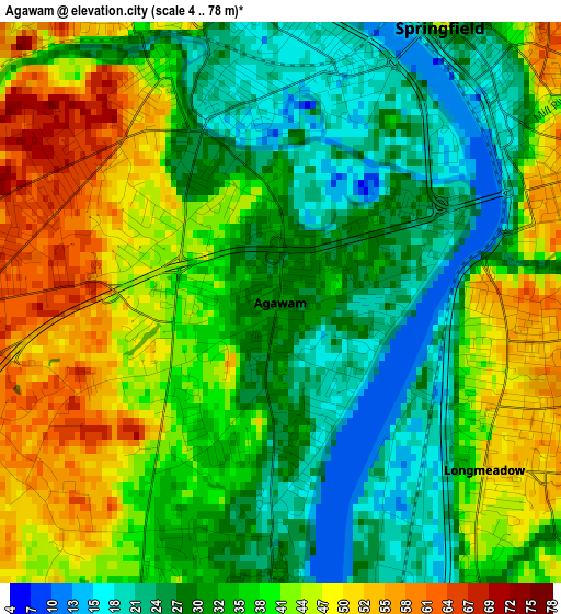 Agawam elevation map