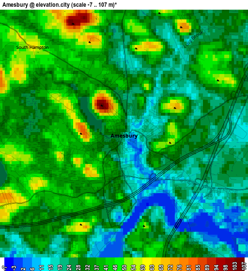 Amesbury elevation map