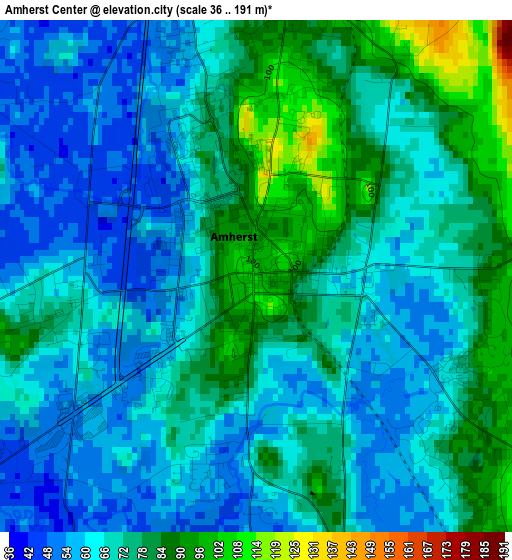 Amherst Center elevation map