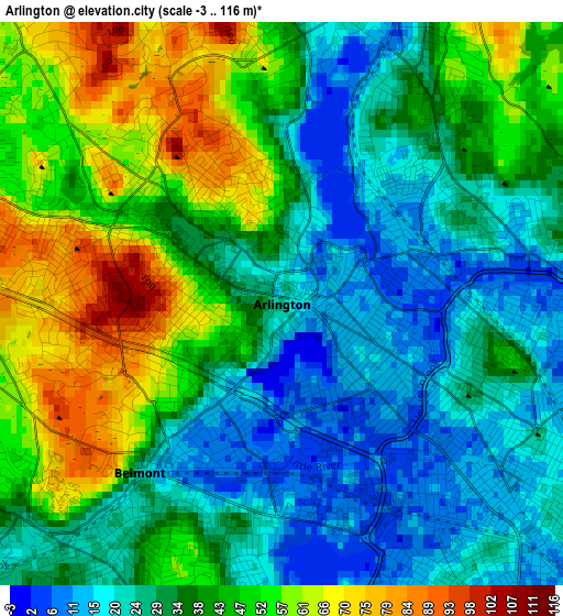 Arlington elevation map