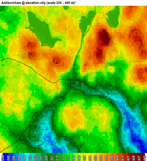 Ashburnham elevation map