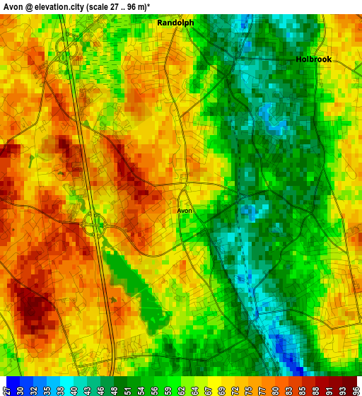 Avon elevation map