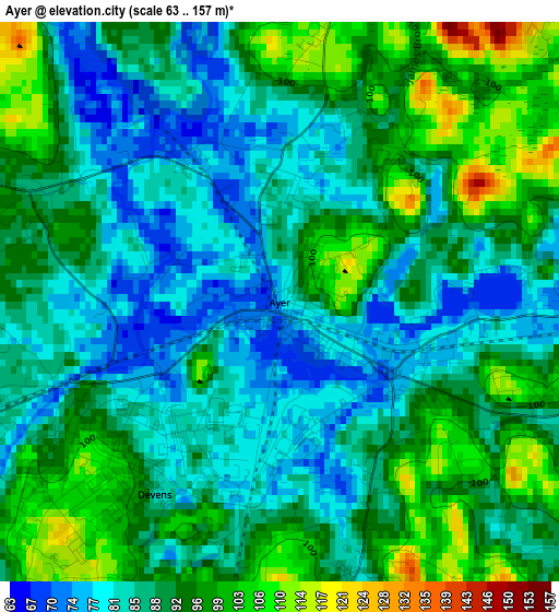 Ayer elevation map