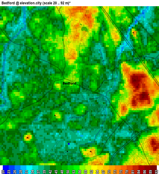 Bedford elevation map