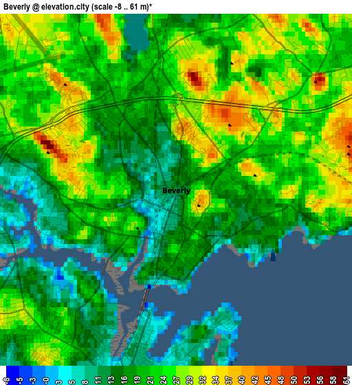 Beverly elevation map