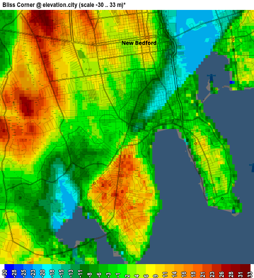 Bliss Corner elevation map