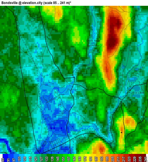 Bondsville elevation map