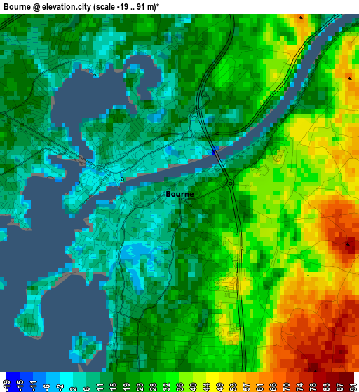 Bourne elevation map