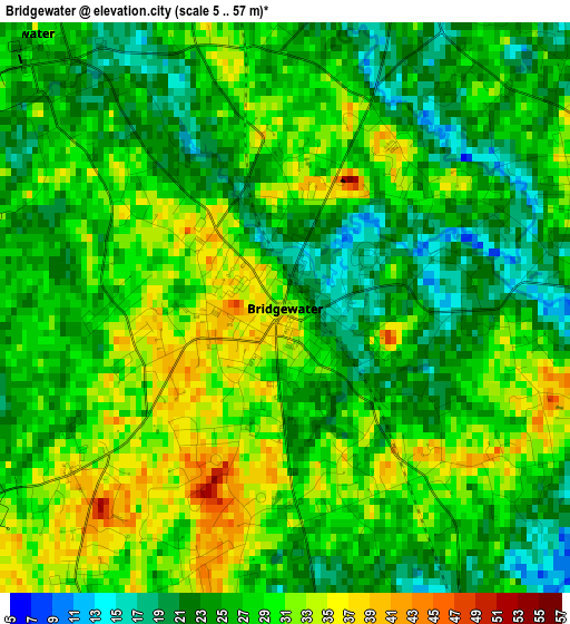 Bridgewater elevation map