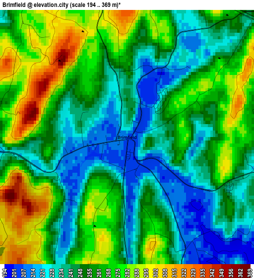 Brimfield elevation map