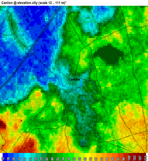 Canton elevation map