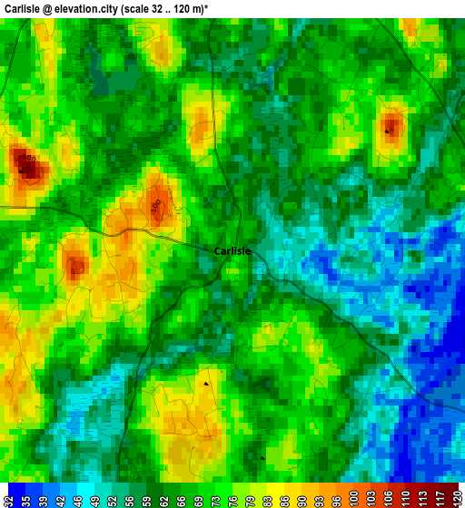 Carlisle elevation map