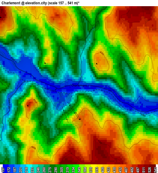 Charlemont elevation map