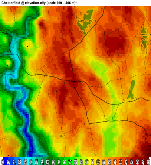 Chesterfield elevation map