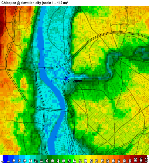 Chicopee elevation map