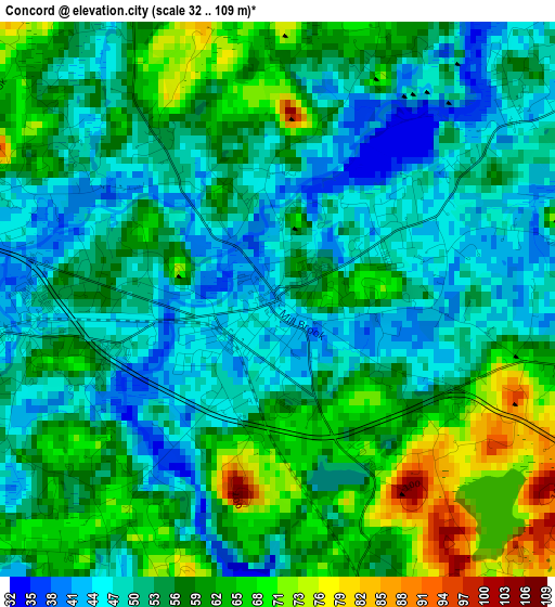 Concord elevation map