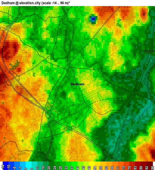 Dedham elevation map