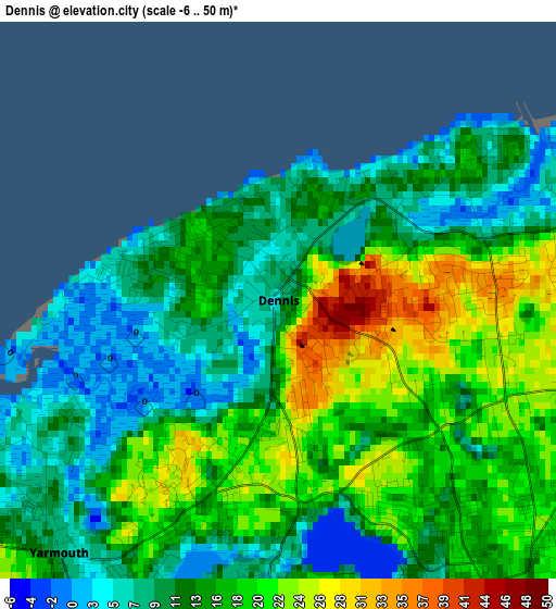 Dennis elevation map