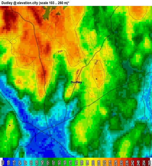 Dudley elevation map