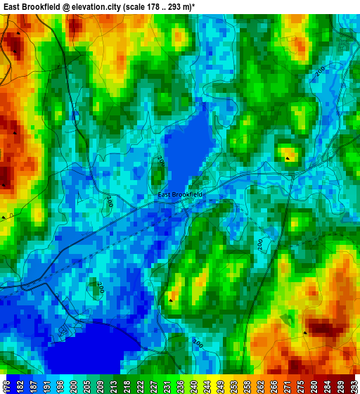 East Brookfield elevation map