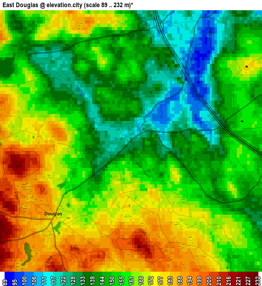 East Douglas elevation map