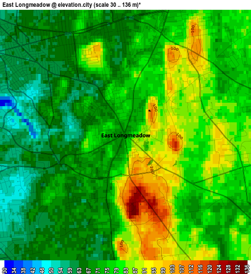 East Longmeadow elevation map