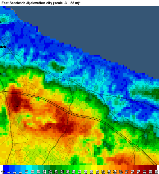 East Sandwich elevation map