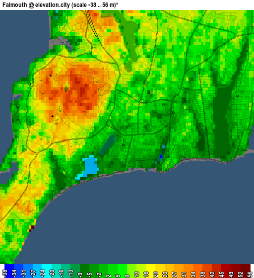 Falmouth elevation map