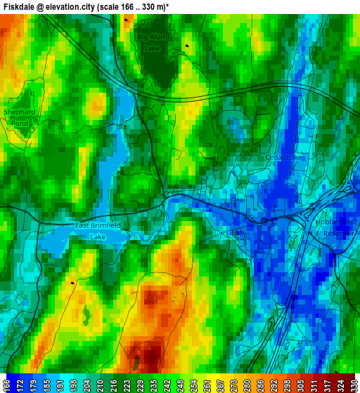 Fiskdale elevation map