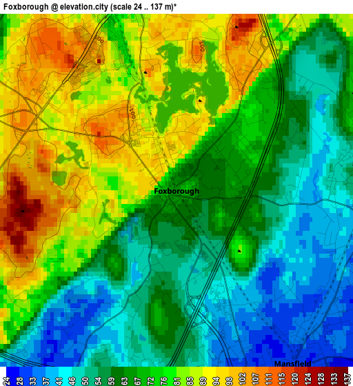 Foxborough elevation map