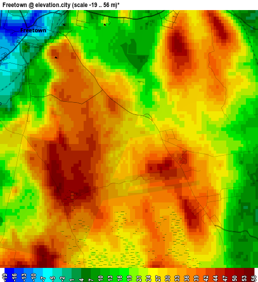 Freetown elevation map