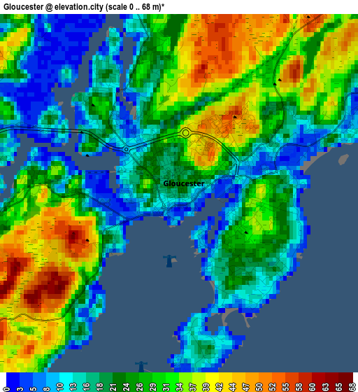 Gloucester elevation map