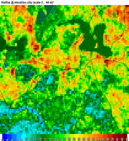 Halifax elevation map