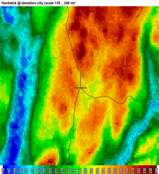 Hardwick elevation map