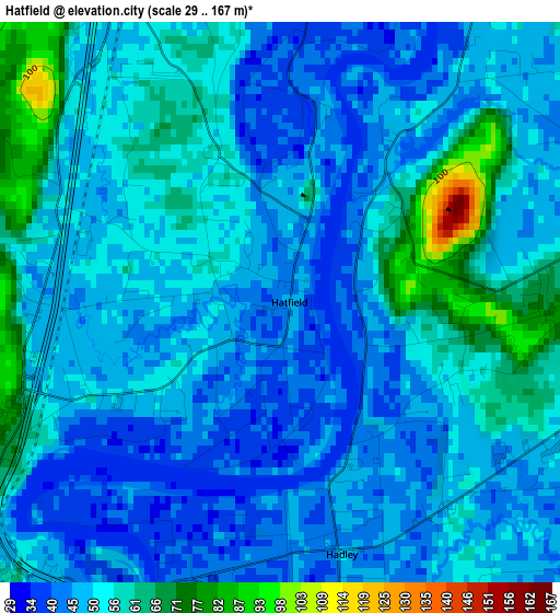 Hatfield elevation map