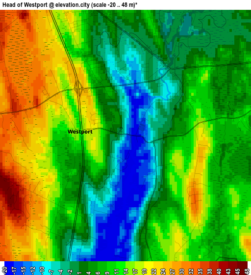 Head of Westport elevation map