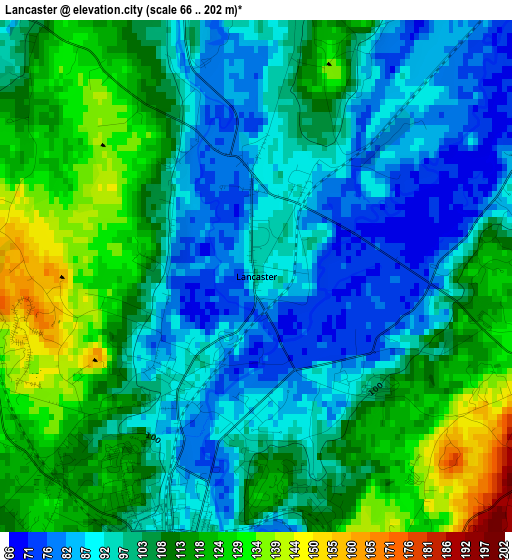 Lancaster elevation map