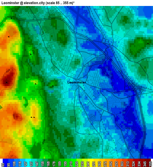 Leominster elevation map