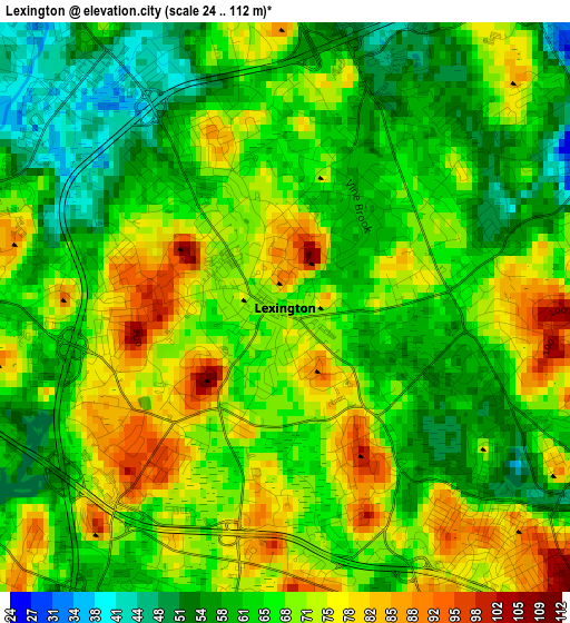 Lexington elevation map