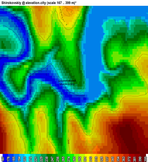 Shirokovskiy elevation map