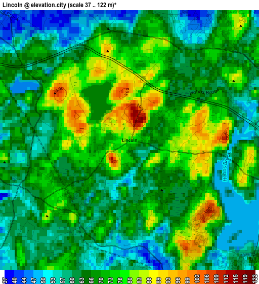 Lincoln elevation map