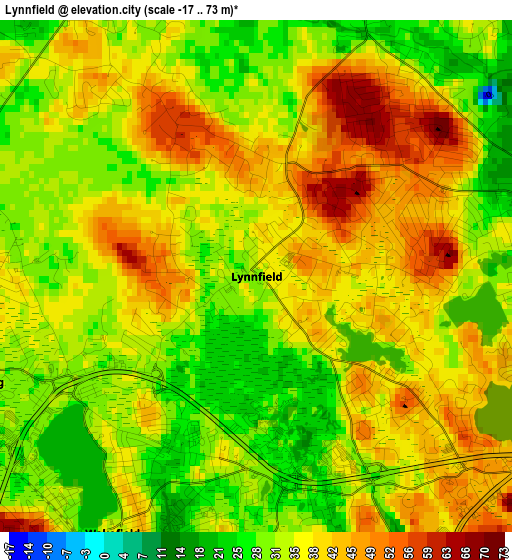 Lynnfield elevation map