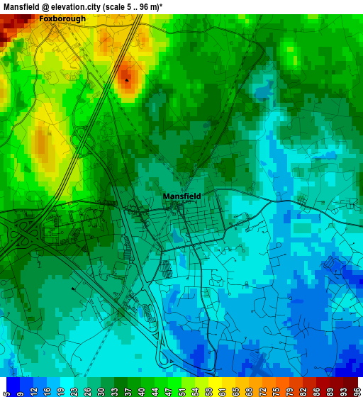 Mansfield elevation map