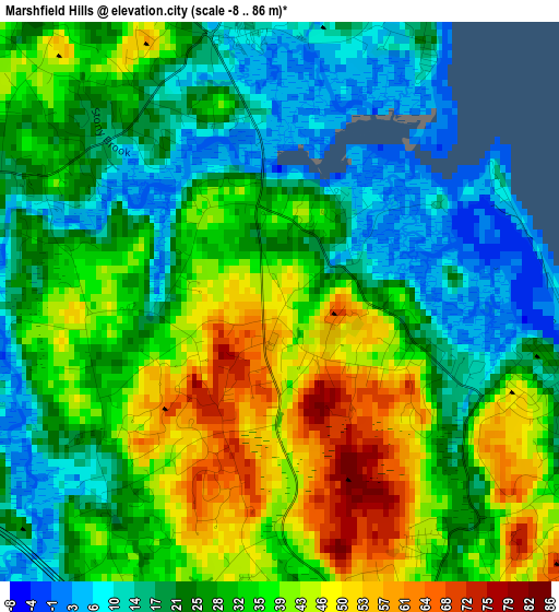 Marshfield Hills elevation map