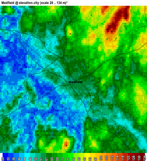 Medfield elevation map