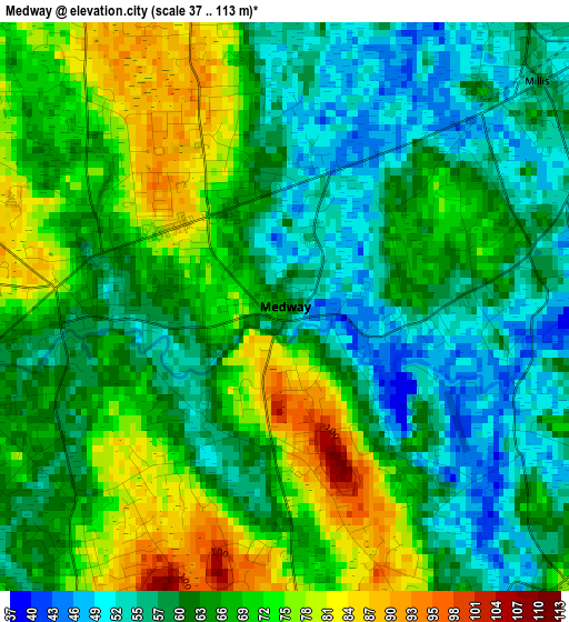 Medway elevation map