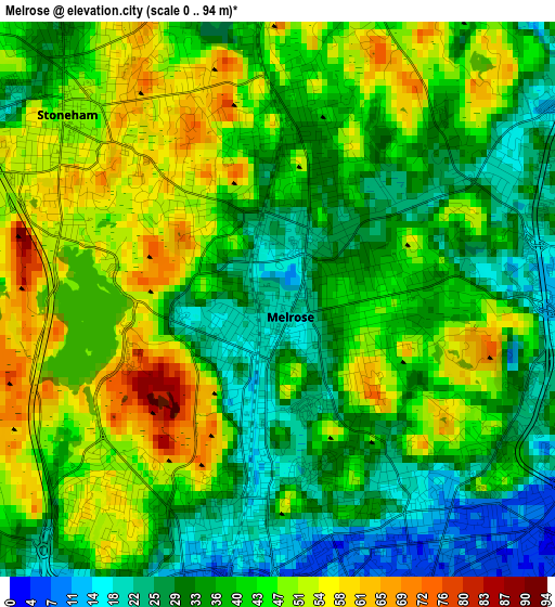 Melrose elevation map